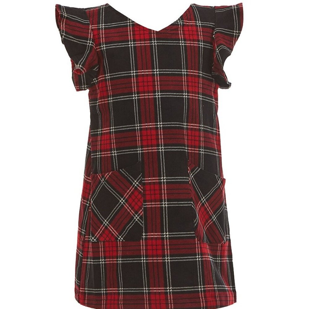 NWT - Big Girls Plaid Pinafore Dress Sz L (12-14)